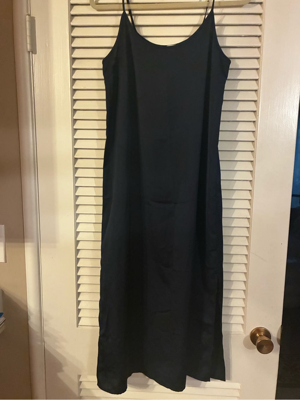 J.Crew factory satin slip dress adjustable strap, navy